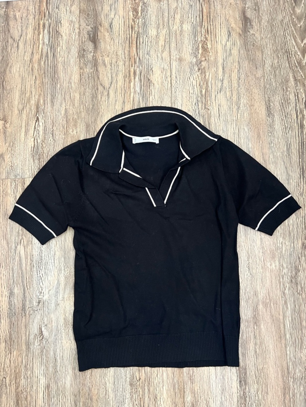 Mango Black Polo with White Trim